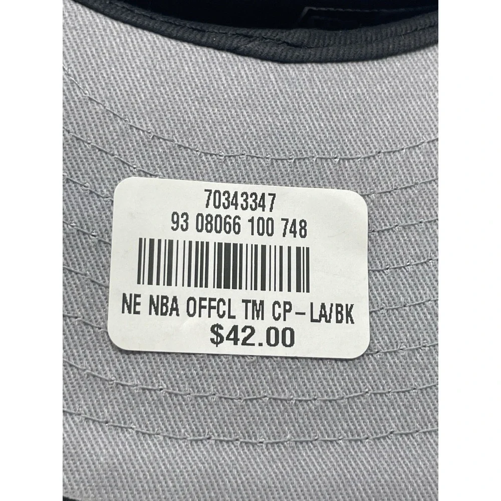 New Era LA Lakers 59Fifty Fitted Hat Black Purple‎ Gold Los Angeles Size 7 1/2
